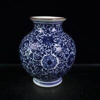 Authentic Store Jingdezhen เซรามิกโบราณทำเก่าสีฟ้าและสีขาวดอกบัวรูปแบบแจกันการศึกษาเครื่องประดับใหม่พระพุทธรูปทิเบตเนปาล