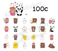 Sticker line ราคาโปร ราคาถูก ไม่หมดอายุ 100c เฉพาะลายที่กำหนด