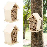 Bee Hotel บ้านผึ้งติดผนังหรือแขวนจากกิ่งไม้ปลอดภัย ปลอดสารพิษสำหรับสวนสำหรับสวนสาธารณะกลางแจ้ง