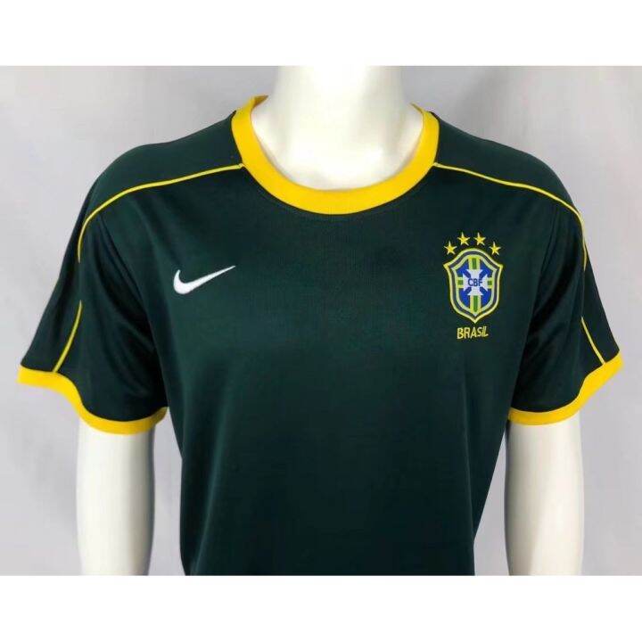 เสื้อกีฬาแขนสั้น-ลายทีมชาติฟุตบอล-brazil-goalkeeper-retro-jersey-1998-คุณภาพสูง-ไซซ์-s-xxl