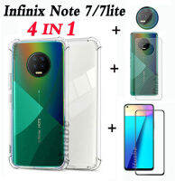 สำหรับInfinix Note 7เคสโทรศัพท์4in1 Infinix Note 7 Liteแบบเต็มหน้าจอฟิล์มกันรอยกันกระแทก + ฟิล์มด้านหลัง + เลนส์กล้องถ่ายรูปฟิล์ม + โทรศัพท์มือถือเคสโทรศัพท์