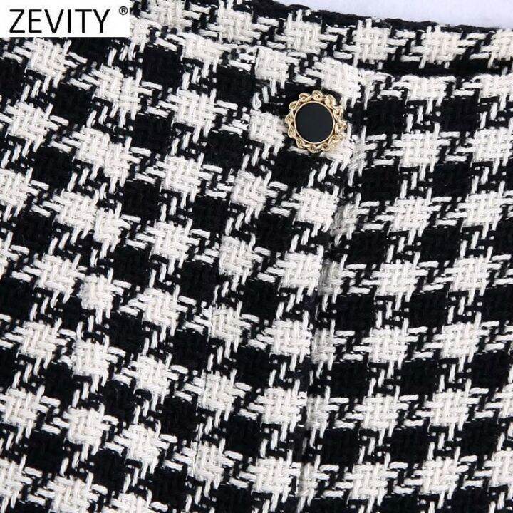 zevity-new-women-vintage-houndstooth-print-high-waist-tweed-hot-shorts-female-chic-zipper-fly-casual-pantalone-cortos-p1235