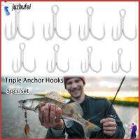 JUZHUFEI 5Pcs/SET Super Sharp อุปกรณ์ตกปลา น้ำเกลือ อุปกรณ์ตกปลา Triple Anchor Hooks Fishhooks 4X Treble Hook Sea Trolling