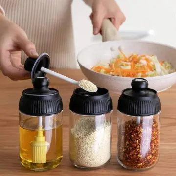 Transparent Spice Jar Set Salt and Pepper Seasoning Bottle