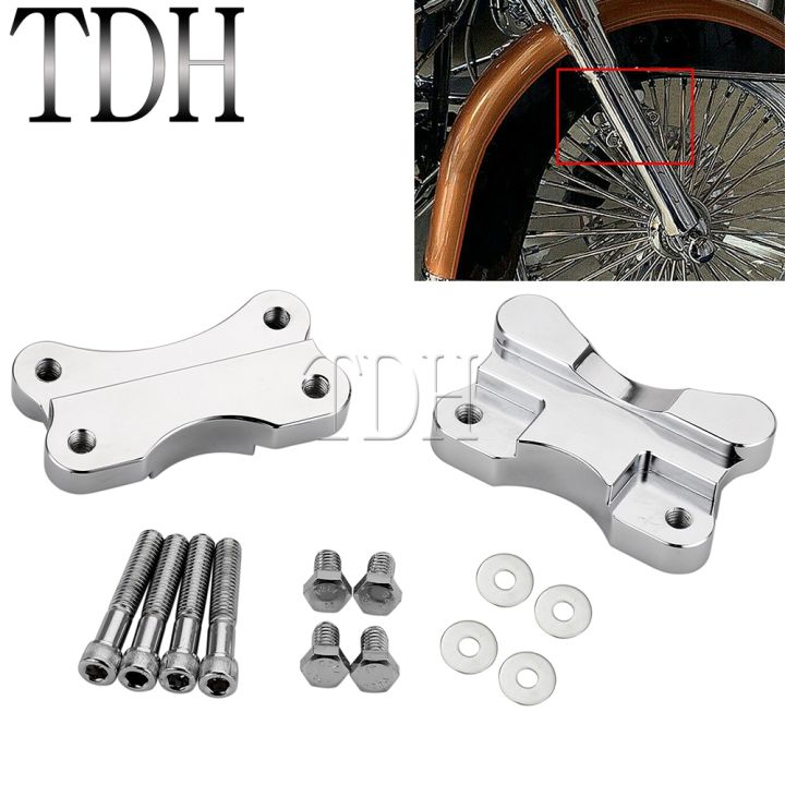 สำหรับ-harley-softail-flstc-21-ล้อ-chrome-ด้านหน้า-fender-riser-relocator-fork-adapter-สำหรับ-deluxe-classic-heritage-fatboy-1986-2014