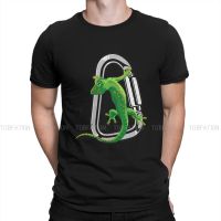 Climbing Outdoor Sports Tshirt For Men Gecko On A Carabiner Soft Summer Sweatshirts T Shirt 100% Cotton Trendy Fluffy