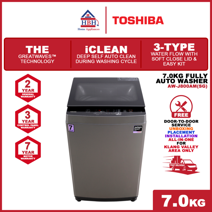 Toshiba AWJ800AM(SG) 7.0kg Fully Auto Top Load Washing Machine Washer