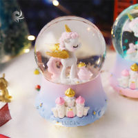 (1 pcs) Star Angel Unicorn Crystal Ball,การ์ตูนเพลงกล่อง,ของขวัญวันเกิดเด็ก,วัสดุคุณภาพสูง (8x8x12 ซม.)