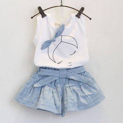 summer baby girl fashion Cotton print clothing set