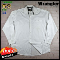 Wrangler®แท้ อก 52 เสื้อเชิ้ตผู้ชาย แรงเลอร์ สีขาว เสื้อแขนยาว เนื้อผ้าดี เสื้อยีนส์บาง เสื้อวินเทจ