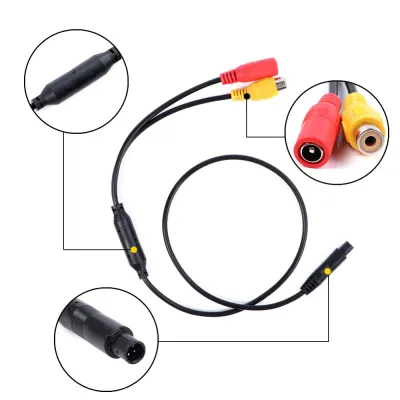 1Pc Car Reverse Backup Camera 4-Pin Male To Female Connector RCA CVBS Wire Signal Power Adapter Harness Electrical Connectors