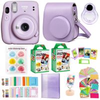 Fujifilm Instax Mini 11กล้องสำเร็จรูปพร้อม40แผ่นฟิล์มติดกระจกห้องน้ำขนาดเล็กกระเป๋าสายคล้องกล้องชุดรวมอุปกรณ์เสริม