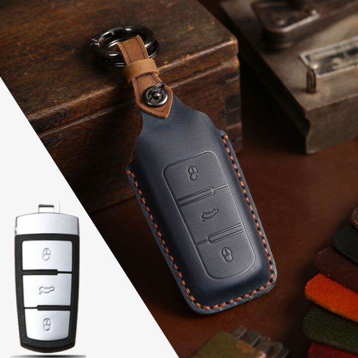 leather-car-key-case-cover-fob-keyring-accessories-for-volkswagen-vw-passat-cc-2008-b6-b7-keychain-holder-protective-shell-pouch