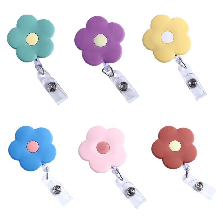 Silicone Retractable Nurse Badge Holder Badge Reel Clip Flower