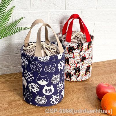 Odnfuerhfuss Gato Bonito Padrão Portil Saco Térmico กล่องข้าวกลางวัน Barril Estilo Kawaii Bag Cordha De Alumínio Permiável 3 Tamanhos