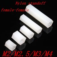 ❖ 20-50Pcs Female female M2 M2.5 M3 M4 White Hex Nylon Standoff Spacer Column Flat Head Double Pass Nylon Plastic Spacing Screws