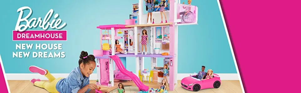 Barbie Dreamhouse 3 Story Dollhouse Playset w/ Pool, Slide