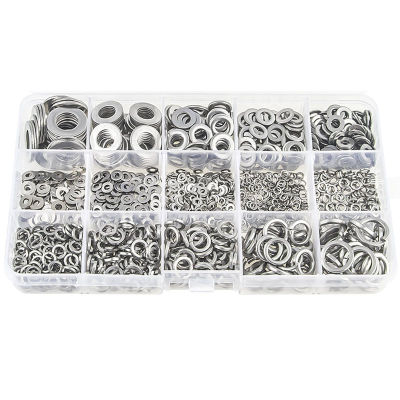 304 Stainless Steel Flat Washer and Lock Washer Assortment Set(700 Pieces, 8 Sizes) - M2 M2.5 M3 M4 M5 M6 M8 M10