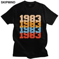 Trendy Vintage 1983 Distressed T Shirt Men Short Sleeved Pure Cotton 83 T shirt O neck Print 37th birthday Gift Tee Tops Merch XS-6XL