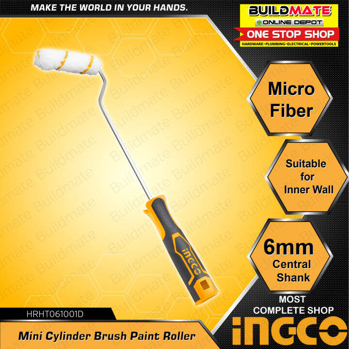 BUILDMATE Ingco Mini Acrylic Cylinder Baby Roller Paint Brush 4" Inches