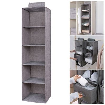 3 4 5 Layers Washable Closet Organizer Wardrobe Cloth Shelves Hanging Rack Storage Bags with Hook and Loops for Clothes Socks