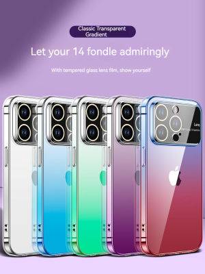 สำหรับ IPhone14เคสโทรศัพท์ iPhone 13 Promax เคสป้องกันแบบไล่ระดับสี12เลนส์ใสใหม่รวมทุกอย่างเคสโทรศัพท์มาพร้อมกับฟิล์มกันรอยเลนส์