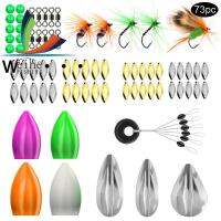 Weihe 73ชิ้น/ล็อต Fly Fishing Hooks โยน Casting Group ชุดโลหะ Sequins Luminous ลูกปัดตกปลา Space Bean หมุนโยนช่วยเหลือตกปลา