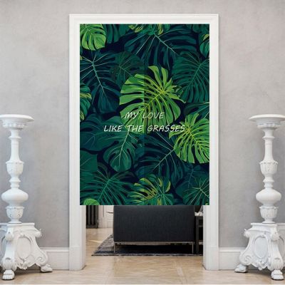 Fashion 2023 Tropical curtain of the door of Japanese-style palm leaves, curtain of the living room and kitchen, curtain of entry