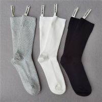 {Socks Shop} JIL SANDER อิตาลีถุงเท้าผู้หญิงทรงแคบเข็มคู่แบบเรียบอุตสาหกรรมหนักผ้าฝ้ายบริสุทธิ์ป้ายผ้าสี่ฤดูกาล