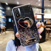 พร้อมสต็อก KONSMART สำหรับ VIVO Y76 5G 2021ใหม่ Love Mirror Bling Glitter กรณีโทรศัพท์สำหรับ VIVO Y76 2021 Soft TPU ปกหลัง