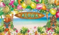 Aloha Luau ฉากหลังสำหรับ8x6ft ในฤดูร้อนธีมชายหาดของทรอปิคอลฮาวายเอี้ยนอุปกรณ์งานเลี้ยงวันเกิดวันเกิดพื้นหลังการถ่ายภาพป้ายตกแต่งต้นปาล์มทะเลดนตรีสำหรับเด็กอุปกรณ์บูธสตูดิโอถ่ายภาพ