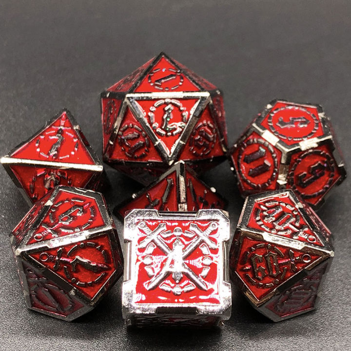 Figures Metal Rpg Dice Table Game Warhammer Sets Dnd Miniatures Mtg Polyhedral Boardgames D4 D6 D8 D10 D12 D20 Blue 7 pieces