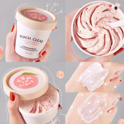 จัดส่งทันที สคับขัดผิว PEACH CLEAR สครับผิวกาย สครับขัดผิวขาว200g ผิวนุ่มเนียนกระจ่างใส สกินสครับตัว สครับผิวขาวไว ครีมขัดผิวขาว ขาลาย รอ