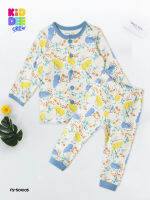 KiddeeCrew ชุดนอนเด็กผู้ชาย ครีมลายไดโนเสาร์ Boys pajamas Cream dinosaur patternเหมาะสำหรับอายุ 1-8 ปี