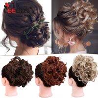 Leeons Synthetic Hair Bun Brown Blonde Curly Chignon Messy Bun Comb Clip In Hair Extension Updos Hairpieces For Women