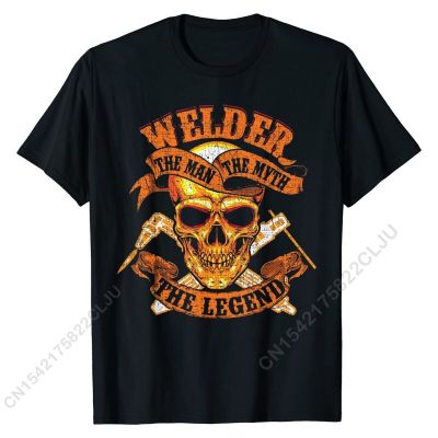 Welding T-Shirt Welder Man Myth Legend Distressed Cotton Tshirts For Men Street Tops Shirts Brand Leisure