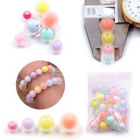 50Pcs 6-12mm 2 Styles Acrylic Beads Cute Frosted Round Loose Spacer Beads For Jewelry Making DIY Handmade Bracelets Accessories DIY accessories and ot