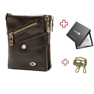 Smart wallets Bluetooth-compatib anti-lost genuine leather men wallet coin pocket chain zipper wallet card holder