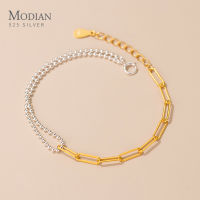 Modian New Mix Color Fashion Pure 925 Sterling Silver Asymmetry Charm Female Chain Bracelet For Women Fine Jewelry Pulseira