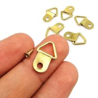 100pcs Golden Triangle D-Ring Hanging Picture Oil Painting Photo Mirror Frame Wall Hooks Hangers With 100 Screws 10x20mm