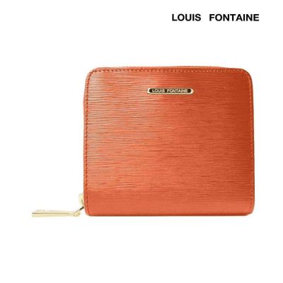 Louis Fontaine กระเป๋าสตางค์พับสั้นซิปรอบ ช่องใส่บัตรแยก รุ่น GEMS - สีส้ม ( LFW0016 )