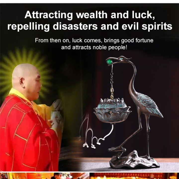 coolrich Oldfashioned crane incense dish sandalwood stove indoor Zen