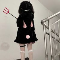 【 กระต่ายนุ่ม 】Lolita เสื้อโค้ทสั้นกระต่ายฤดูหนาวหูกระต่าย Kuromi 2023