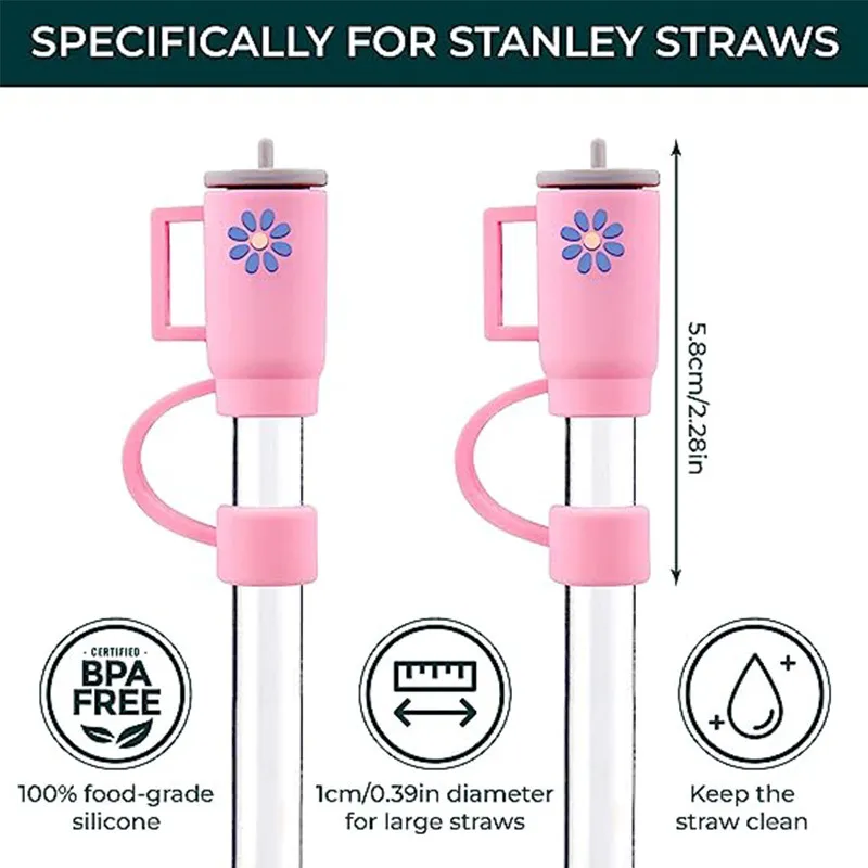Straw Covers Cap for Stanley Cup, 5Pcs Silicone Straw Toppers Compatible  with Stanley 30&40 Oz Tumbler, 10mm Drinking Straw Tip Covers for Stanley  Cups Accessories 