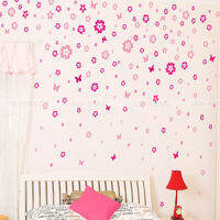 ruyifang 108 Flowers 6 Butterfly DIY สติกเกอร์ผนังที่ถอดออกได้ decal เด็กผู้หญิงตกแต่งห้องนอน