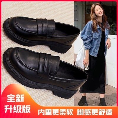 ▧♣ PLOVER genuine leather shoes for women 2023 new Korean style versatile thick-soled loafers British style student small leather shoes for women