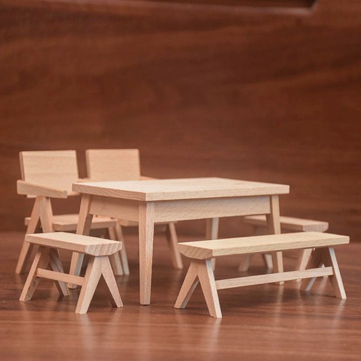 oak-ไม้สำหรับไม้-เก้าอี้โต๊ะบ้านตุ๊กตา-สเกล1-12-อุปกรณ์เสริมตุ๊กตา-โต๊ะรับประทานอาหารขนาดเล็ก-ของเล่นสำหรับเด็ก-พร็อพถ่ายรูป-ม้านั่งม้านั่งขนาดเล็ก-บ้านตุ๊กตาบ้านตุ๊กตา