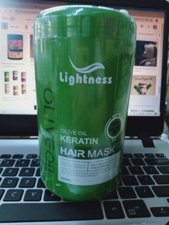 Lightness olive oil keratin hairmask treatment 1000ml Lazada PH