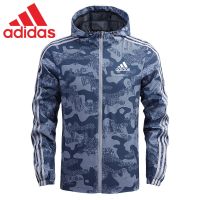 AdidasNEW แจ็คเก็ตวิ่งกลางแจ้งผู้ชาย,เสื้อกันลมแห้งเร็วลำลองสำหรับฤดูใบไม้ผลิและฤดูใบไม้ร่วงแจ็คเก็ตมีฮู้ดปั่นจักรยาน