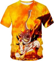 Hisayhe Mens Fairy Tail Natsu Dragneel 3D Printed Creative Crewneck T-Shirt